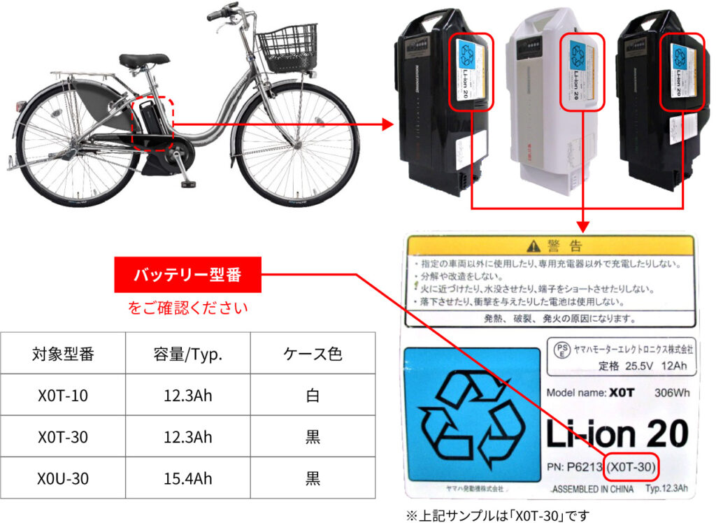 一部の電動アシスト自転車バッテリー（C301及びC400※）無償交換実施の 